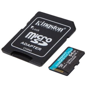 MICRO SECURE DIGITAL64GB SDCG3/64GB CLASS10 U3 V30 + ADATTATORE READ:170MB/S WRITE:70MB/S CANVAS GO PLUS KINGSTON