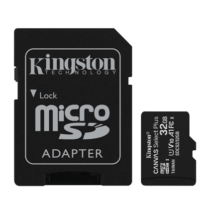 MICRO SECURE DIGITAL  32GB SDCS2/32GB CLASS10 UHS-I 100MB/S + ADATTATORE CANVAS SELECT PLUS KINGSTON