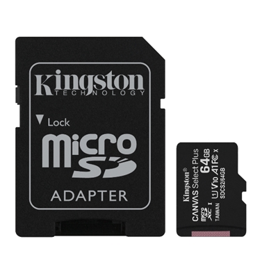MICRO SECURE DIGITAL  64GB SDCS2/64GB CLASS10 UHS-I 100MB/S + ADATTATORE CANVAS SELECT PLUS KINGSTON