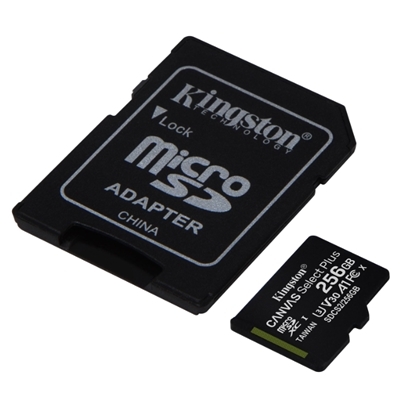 MICRO SECURE DIGITAL 256GB SDCS2/256GB CLASS10 UHS-I 100MB/S + ADATTATORE CANVAS SELECT KINGSTON