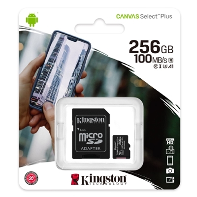 MICRO SECURE DIGITAL 256GB SDCS2/256GB CLASS10 UHS-I 100MB/S + ADATTATORE CANVAS SELECT KINGSTON