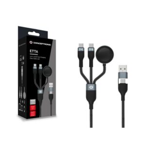 CAVO USB 3 IN 1 1.5MT CONCEPTRONIC ETTA08B15 RICARICA RAPIDA USB-C-CARICAB.PER APPLE WATCH USB2.0 5A