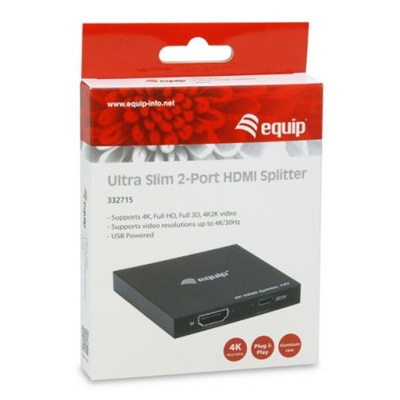 HDMI SPLITTER 2P EQUIP 332715 ULTRA SLIM USB POWERED -EAN:4015867223215