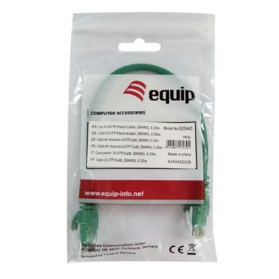 CAVO RETE CAT.6 U/UTP VERDE NON SCHERMATO 1.5MT EQUIP 625493- EAN:4015867234426