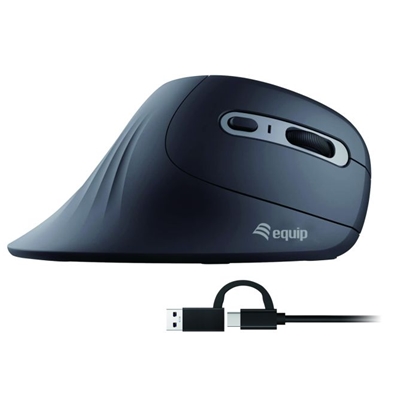 MOUSE ERGONOMICO VERTICALEEQUIP 245119 CON CAVO USB-C+A