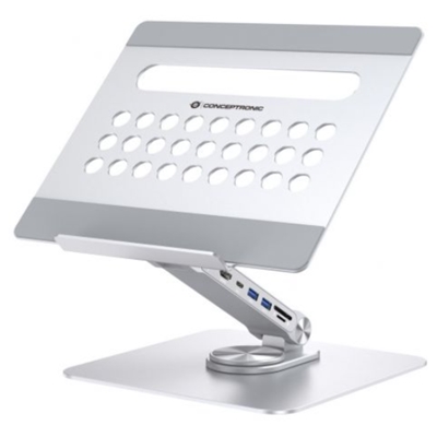 SUPPORTO X NOTEBOOK CON DOCKING STATION 7IN1 CONCEPTRONIC DONN27G BASE GIREVOLE A 360-¦