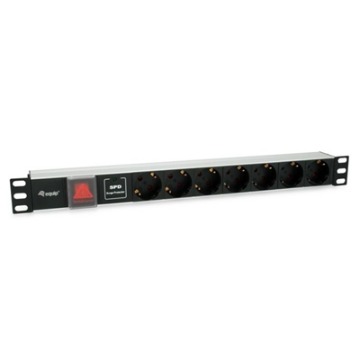 MULTIPRESA 7P SCHUKO EQUIP 333309 IN ALLUMINIO (DIN49440)-19 1U-(ALIM.TEDESCA)-EAN: 4015867227367