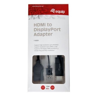 ADATTATORE HDMI A DISPLAYPORT EQUIP 119039 M/F USB TYPE A M RISOL.MAX 3840X2160 PIXEL- EAN:4015867226742
