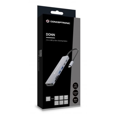 DOCKING STATION 7IN1 CONCEPTRONIC DONN28G USB3.2 GEN1 HDMI/USB-C PD/USB-A 5 GBPS/USB-C 5 GBPS/SD/TF -USB PD DA 100 W