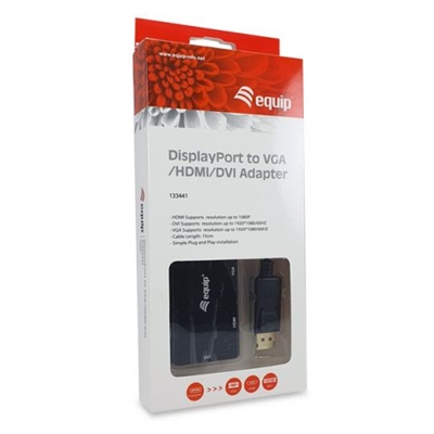 ADATTATORE DA DISPLAYPORT A VGA HDMI DVI EQUIP 133441NERO - EAN: 4015867227541