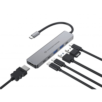 DOCKING STATION 6 IN 1 USB3.2 GEN1 CONCEPTRONIC DONN33G 2P USB-A 5GBPS 2P USB-C 5GBPS 100W USB PD