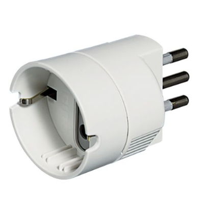 ADATTATORE 230V BTICINO S3623D - PRESA: TEDESCA - SPINA 10A - BIANCO