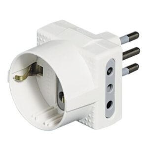 ADATTATORE 230V BTICINO TRIS S3610D - PRESE: 1X TEDESCA + 2X 10A - SPINA 10A - BIANCO
