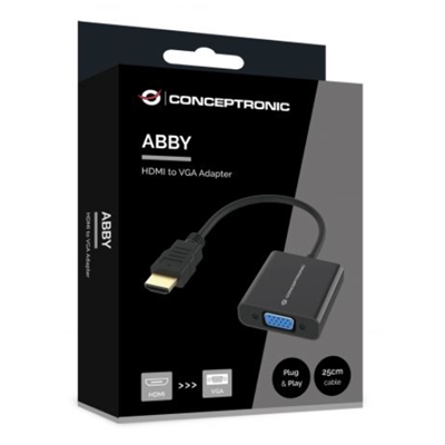 ADATTATORE DA HDMIA VGA CONCEPTRONIC ABBY20B- SUPPORTA RISOLUZIONI FINO A 1080P 60HZ