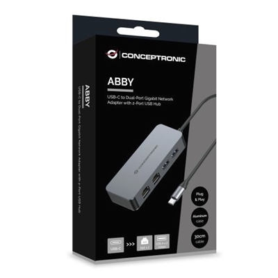 ADATTATORE DI RETEDA USB-C A DOPPIA PORTA CON HUB USB CONCEPTRONIC ABBY24G