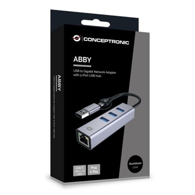 ADATTATORE DI RETEDA USB-C A TRIPLA PORTA CON HUB USB CONCEPTRONIC ABBY25G