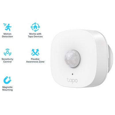 SENSORE DI MOVIMENTO SMART TAPO T100 ALIMENTATO A BATTERIA - 868MHZ - ANGOLO RILEVAMENTO: 120-¦ /5MT